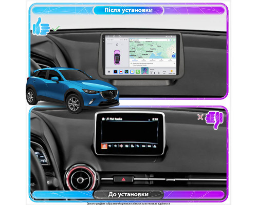 Штатная магнитола Lesko для Mazda CX-3 I 2015-2018 экран 9" 4/64 QLED CarPlay 4G Wi-Fi GPS 360 Prime