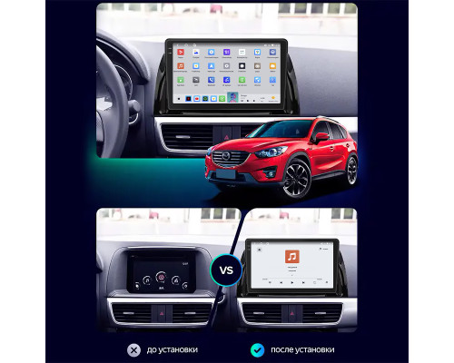 Штатная магнитола Lesko для Mazda CX-5 I Рестайлинг 2015-2017 экран 10" 4/64 QLED CarPlay 4G Wi-Fi GPS 360 Prime