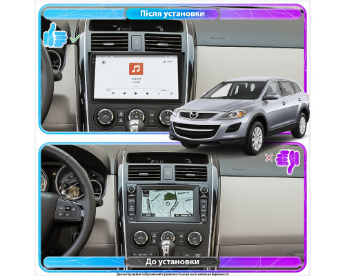 Штатная магнитола Lesko для Mazda CX-9 I 2006-2012 экран 10" 4/64 QLED CarPlay 4G Wi-Fi GPS 360 Prime