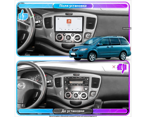 Штатная магнитола Lesko для Mazda MPV II (LW) Рестайлинг 2003-2006 экран 9" 4/64 QLED CarPlay 4G Wi-Fi GPS 360 Prime