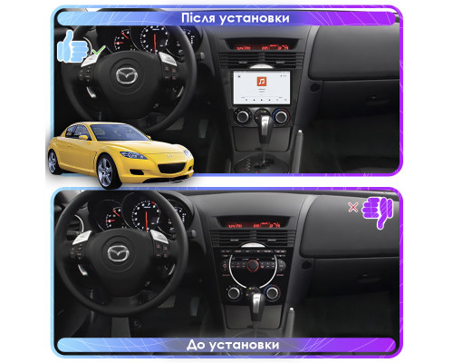 Штатная магнитола Lesko для Mazda RX-8 I 2003-2008 экран 9" 4/64 QLED CarPlay 4G Wi-Fi GPS 360 Prime