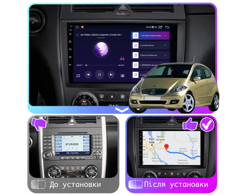 Штатная магнитола Lesko для Mercedes-Benz A-Класс II (W169) Рестайлинг 2008-2012 экран 9" 4/64Gb CarPlay 4G Wi-Fi GPS Prime