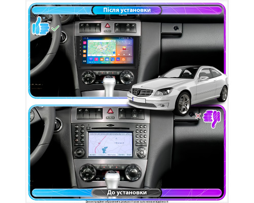 Штатная магнитола Lesko для Mercedes-Benz C-Класс II (W203) Рестайлинг 2004-2008 экран 9" 4/64Gb CarPlay 4G Wi-Fi GPS Prime