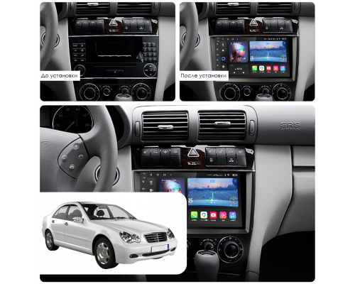 Штатная магнитола Lesko для Mercedes-Benz C-Класс II (W203) Рестайлинг 2004-2008 экран 9" 4/64Gb 4G Wi-Fi GPS Top