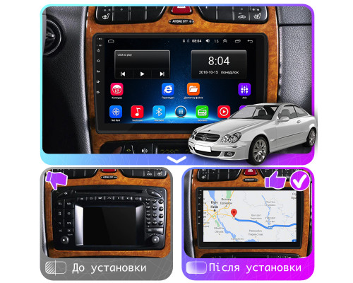 Штатная магнитола Lesko для Mercedes-Benz CLK-Класс II (W209) 2002-2005 экран 9" 2/32Gb Wi-Fi GPS Base