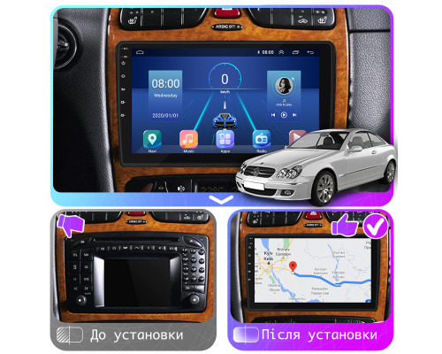Штатная магнитола Lesko для Mercedes-Benz CLK-Класс II (W209) 2002-2005 экран 9" 6/128Gb 4G Wi-Fi GPS Top