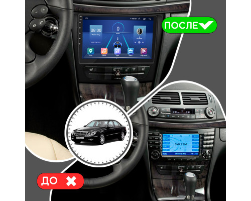 Штатная магнитола Lesko для Mercedes-Benz E-Класс III (W211, S211) Рестайлинг 2006-2009 экран 9" 6/128Gb 4G Wi-Fi GPS Top