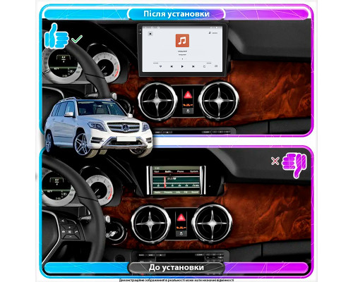 Штатная магнитола Lesko для Mercedes-Benz GLK-Класс I (X204) Рестайлинг 2012-2015 экран 9" 4/64 QLED CarPlay 4G Wi-Fi GPS 360 Prime