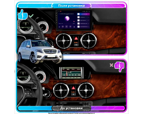 Штатная магнитола Lesko для Mercedes-Benz GLK-Класс I (X204) Рестайлинг 2012-2015 экран 9" 4/64Gb 4G Wi-Fi GPS Top