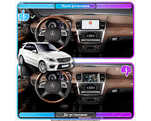 Штатная магнитола Lesko для Mercedes-Benz M-Класс III (W166) 2011-2015 экран 9" 4/64 QLED CarPlay 4G Wi-Fi GPS 360 Prime