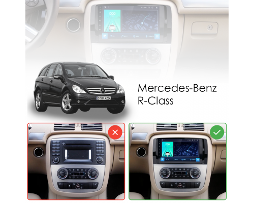 Штатная магнитола Lesko для Mercedes-Benz R-Класс I 2005-2007 экран 9" 2/32Gb 4G Wi-Fi GPS Top