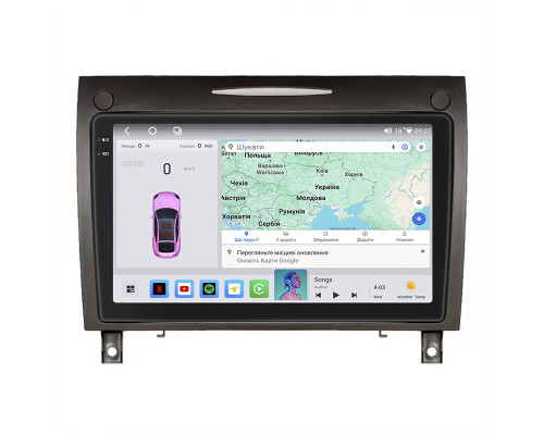 Штатная магнитола Lesko для Mercedes-Benz SLK-Класс II (R171) 2004-2008 экран 9" 4/64 QLED CarPlay 4G Wi-Fi GPS 360 Prime