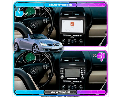 Штатная магнитола Lesko для Mercedes-Benz SLK-Класс II (R171) 2004-2008 экран 9" 4/64 QLED CarPlay 4G Wi-Fi GPS 360 Prime