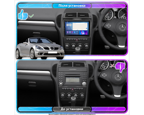 Штатная магнитола Lesko для Mercedes-Benz SLK-Класс II (R171) Рестайлинг 2008-2011 экран 9" 2/32Gb CarPlay 4G Wi-Fi GPS Prime