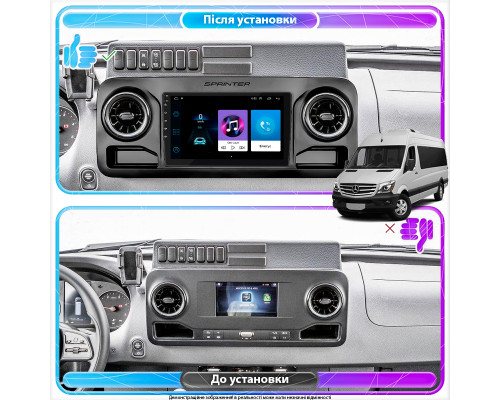 Штатная магнитола Lesko для Mercedes-Benz Sprinter III (W907/910) 2018-н.в. экран 10" 1/16Gb Wi-Fi GPS Base