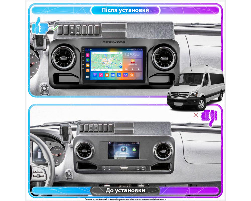 Штатная магнитола Lesko для Mercedes-Benz Sprinter III (W907/910) 2018-н.в. экран 10" 2/32Gb CarPlay 4G Wi-Fi GPS Prime