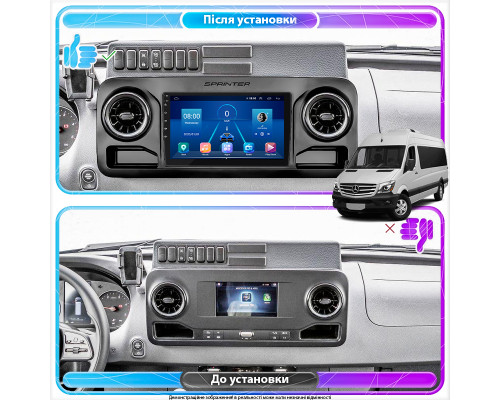 Штатная магнитола Lesko для Mercedes-Benz Sprinter III (W907/910) 2018-н.в. экран 10" 4/32Gb 4G Wi-Fi GPS Top