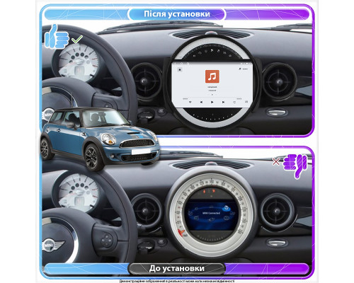 Штатная магнитола Lesko для MINI Clubman I 2007-2010 экран 9" 4/64 QLED CarPlay 4G Wi-Fi GPS 360 Prime