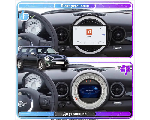 Штатная магнитола Lesko для MINI Clubman I Рестайлинг 2010-2014 экран 9" 4/64 QLED CarPlay 4G Wi-Fi GPS 360 Prime