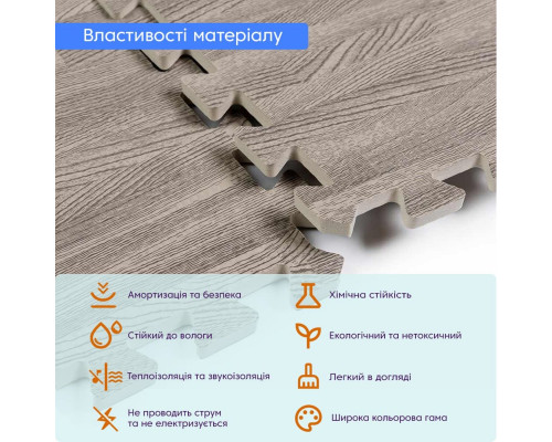 Пол пазл - модульное напольное покрытие 600x600x10мм Серое дерево (МР9) SW-00000209