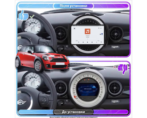 Штатная магнитола Lesko для MINI Hatch II (R56) Рестайлинг 2010-2013 экран 9" 4/64 QLED CarPlay 4G Wi-Fi GPS 360 Prime