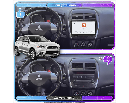 Штатная магнитола Lesko для Mitsubishi ASX I 2010-2013 экран 10" 4/64 QLED CarPlay 4G Wi-Fi GPS 360 Prime