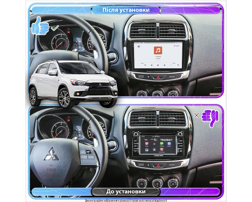 Штатная магнитола Lesko для Mitsubishi ASX I Рестайлинг 2 2016-2020 экран 9" 4/64 QLED CarPlay 4G Wi-Fi GPS 360 Prime