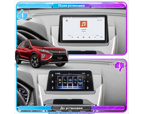 Штатная магнитола Lesko для Mitsubishi Eclipse Cross I 2017-2020 экран 10" 4/64 QLED CarPlay 4G Wi-Fi GPS 360 Prime