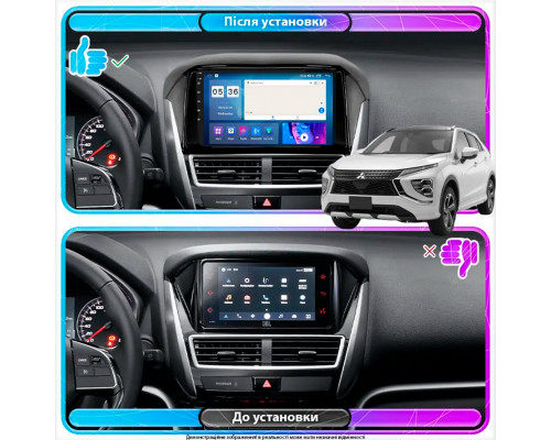 Штатная магнитола Lesko для Mitsubishi Eclipse Cross I Рестайлинг 2020-н.в. экран 9" 4/64Gb CarPlay 4G Wi-Fi GPS Prime