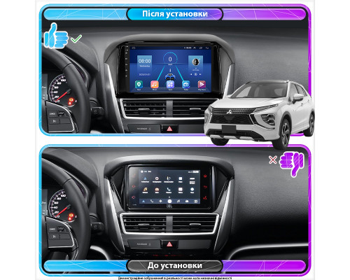 Штатная магнитола Lesko для Mitsubishi Eclipse Cross I Рестайлинг 2020-н.в. экран 9" 2/32Gb 4G Wi-Fi GPS Top