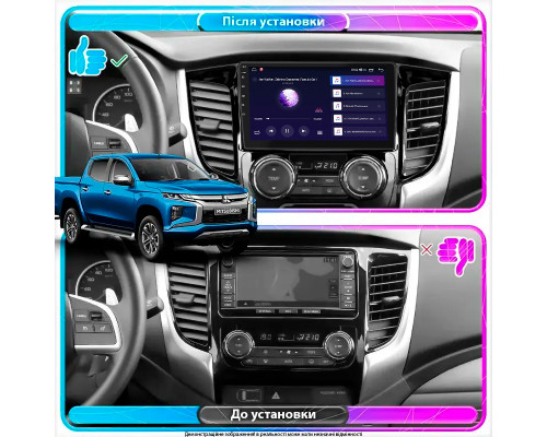 Штатная магнитола Lesko для Mitsubishi L200 V Manual AC 2015-2019 экран 9" 1/16Gb Wi-Fi GPS Base