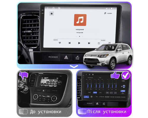Штатная магнитола Lesko для Mitsubishi Outlander III 2012-2015 экран 10" 4/64 QLED CarPlay 4G Wi-Fi GPS 360 Prime