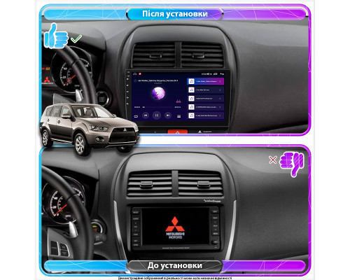 Штатная магнитола Lesko для Mitsubishi Outlander Sport I Рестайлинг 2012-2016 экран 10" 4/64Gb CarPlay 4G Wi-Fi GPS Prime