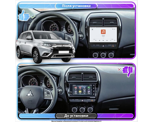 Штатная магнитола Lesko для Mitsubishi Outlander Sport I Рестайлинг 3 2020-н.в. экран 10" 4/64 QLED CarPlay 4G Wi-Fi GPS 360 Prime