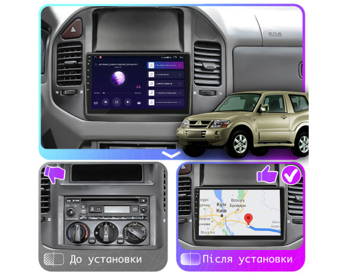Штатная магнитола Lesko для Mitsubishi Pajero III 1999-2002 экран 9" 2/32Gb CarPlay 4G Wi-Fi GPS Prime
