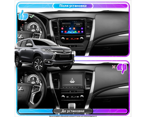 Штатная магнитола Lesko для Mitsubishi Pajero Sport III 2015-2021 экран 9" 2/32Gb Wi-Fi GPS Base