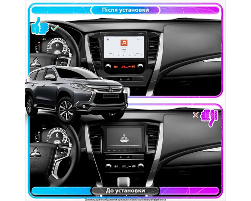 Штатная магнитола Lesko для Mitsubishi Pajero Sport III 2015-2021 экран 9" 4/64 QLED CarPlay 4G Wi-Fi GPS 360 Prime