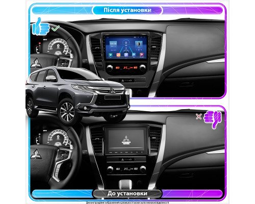 Штатная магнитола Lesko для Mitsubishi Pajero Sport III 2015-2021 экран 9" 4/64Gb 4G Wi-Fi GPS Top