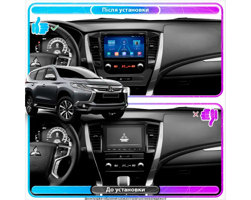Штатная магнитола Lesko для Mitsubishi Pajero Sport III 2015-2021 экран 9" 6/128Gb 4G Wi-Fi GPS Top