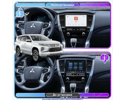 Штатная магнитола Lesko для Mitsubishi Pajero Sport III Рестайлинг 2019-н.в. экран 10" 4/64 QLED CarPlay 4G Wi-Fi GPS 360 Prime