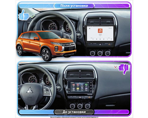 Штатная магнитола Lesko для Mitsubishi RVR III Рестайлинг 3 2019-н.в. экран 10" 4/64 QLED CarPlay 4G Wi-Fi GPS 360 Prime