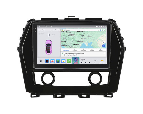 Штатная магнитола Lesko для Nissan Maxima VIII (A36) 2015-2018 экран 10" 4/64 QLED CarPlay 4G Wi-Fi GPS 360 Prime