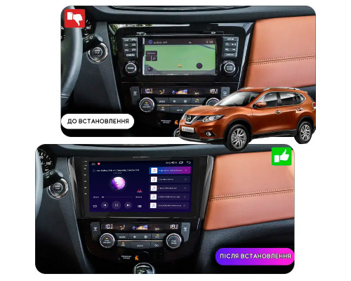 Штатная магнитола Lesko для Nissan X-Trail III Рестайлинг 2017-2021 экран 10" 2/32Gb CarPlay 4G Wi-Fi GPS Prime