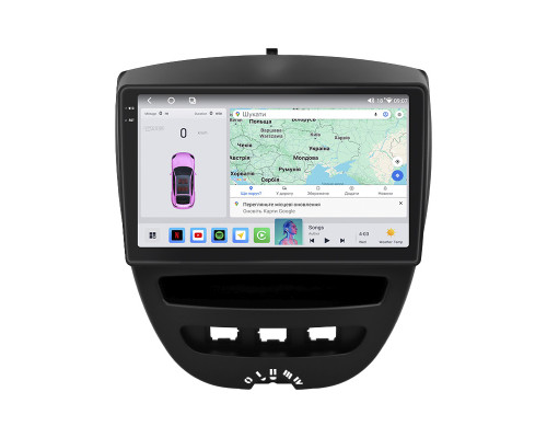 Штатная магнитола Lesko для Peugeot 107 I Рестайлинг 2 2012-2014 экран 10" 4/64 QLED CarPlay 4G Wi-Fi GPS 360 Prime