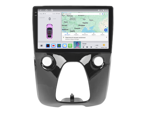 Штатная магнитола Lesko для Peugeot 108  2014-2021 экран 10" 4/64 QLED CarPlay 4G Wi-Fi GPS 360 Prime