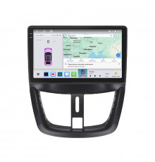 Штатная магнитола Lesko для Peugeot 207 I Рестайлинг 2009-2015 экран 9" 4/64 QLED CarPlay 4G Wi-Fi GPS 360 Prime