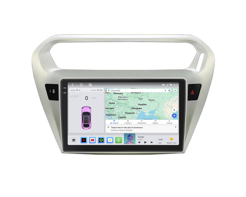 Штатная магнитола Lesko для Peugeot 301 I 2012-2016 экран 9" 4/64 QLED CarPlay 4G Wi-Fi GPS 360 Prime