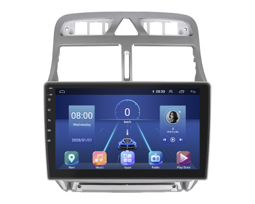 Штатная магнитола Lesko для Peugeot 307 I 2001-2005 экран 9" 2/32Gb 4G Wi-Fi GPS Top