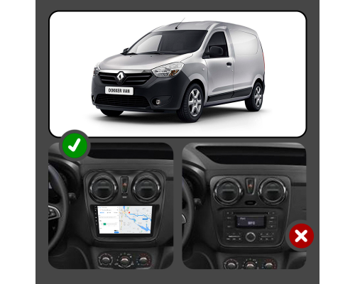Штатная магнитола Lesko для Renault Dokker I 2012-н.в. экран 9" 2/32Gb Wi-Fi GPS Base