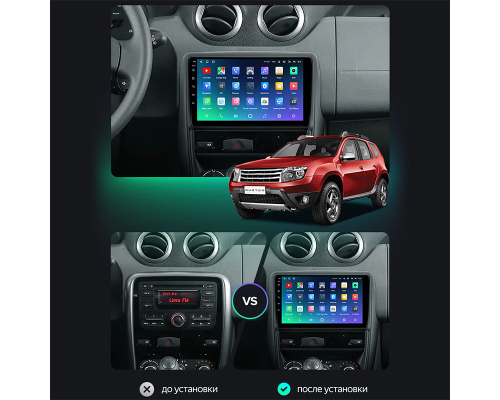 Штатная магнитола Lesko для Renault Duster I 2010-2015 экран 9" 2/32Gb Wi-Fi GPS Base